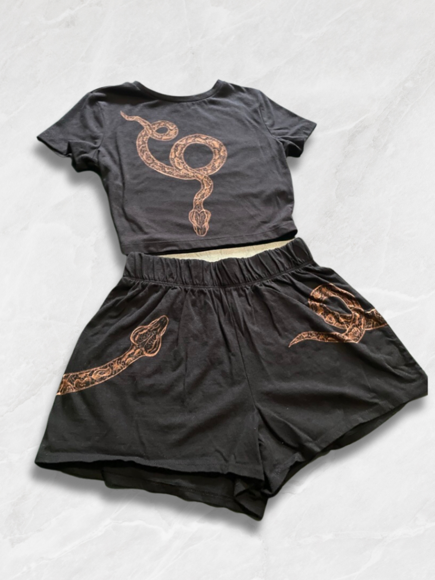Coiled Snake Python Two Piece Set, Crop Top and Shorts