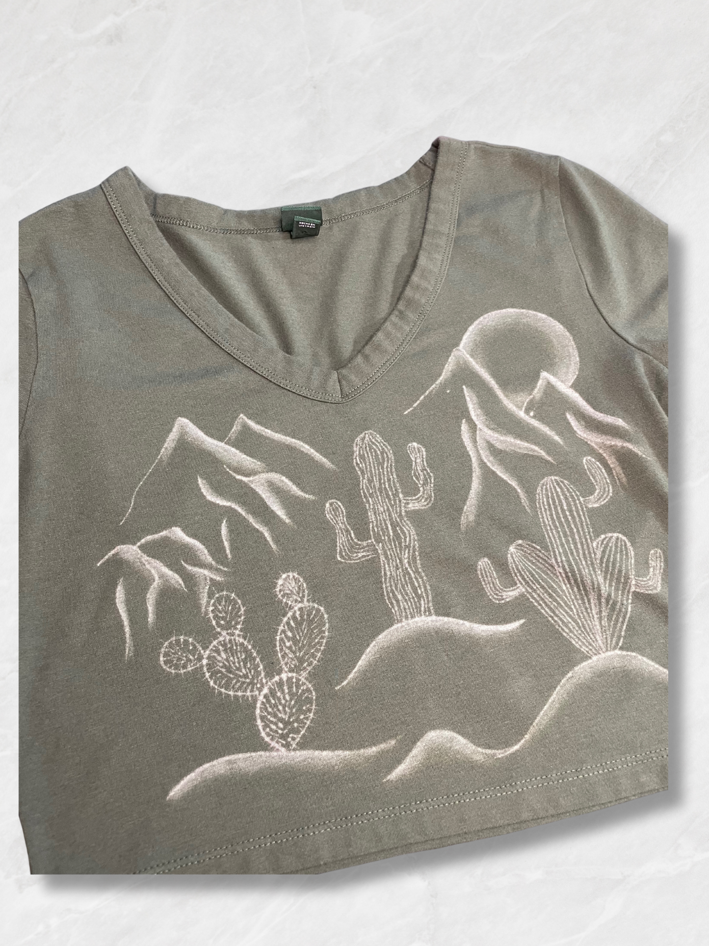 Mountain Desert Cactus Scene Green Crop Top