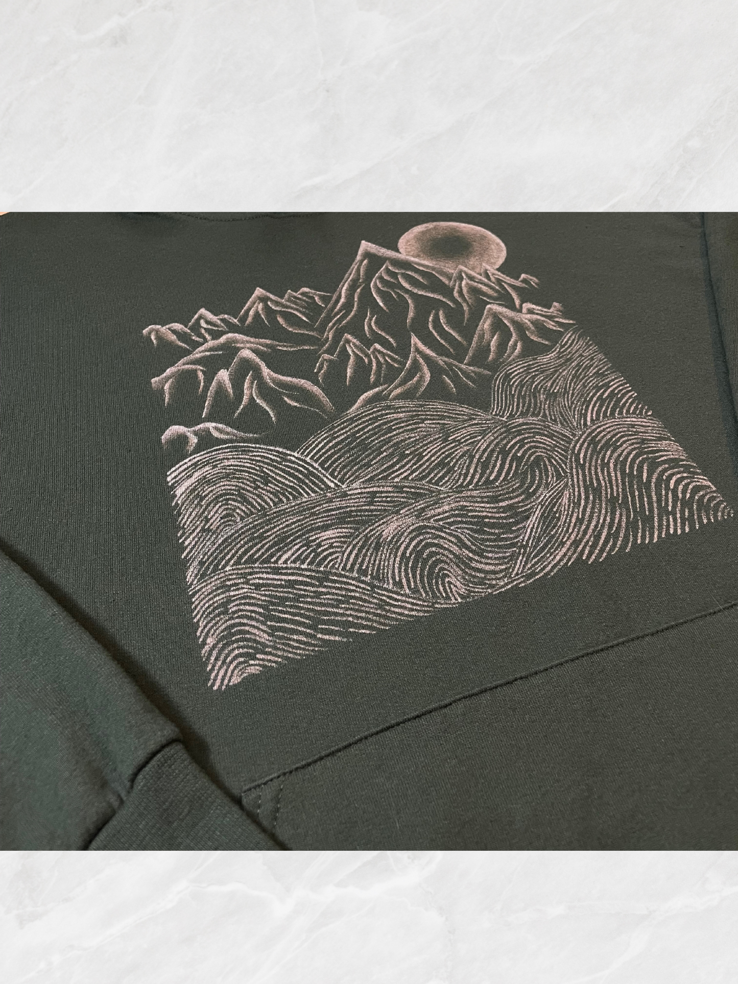 Green Rolling Hills and Mountain Scene Sweatshirt