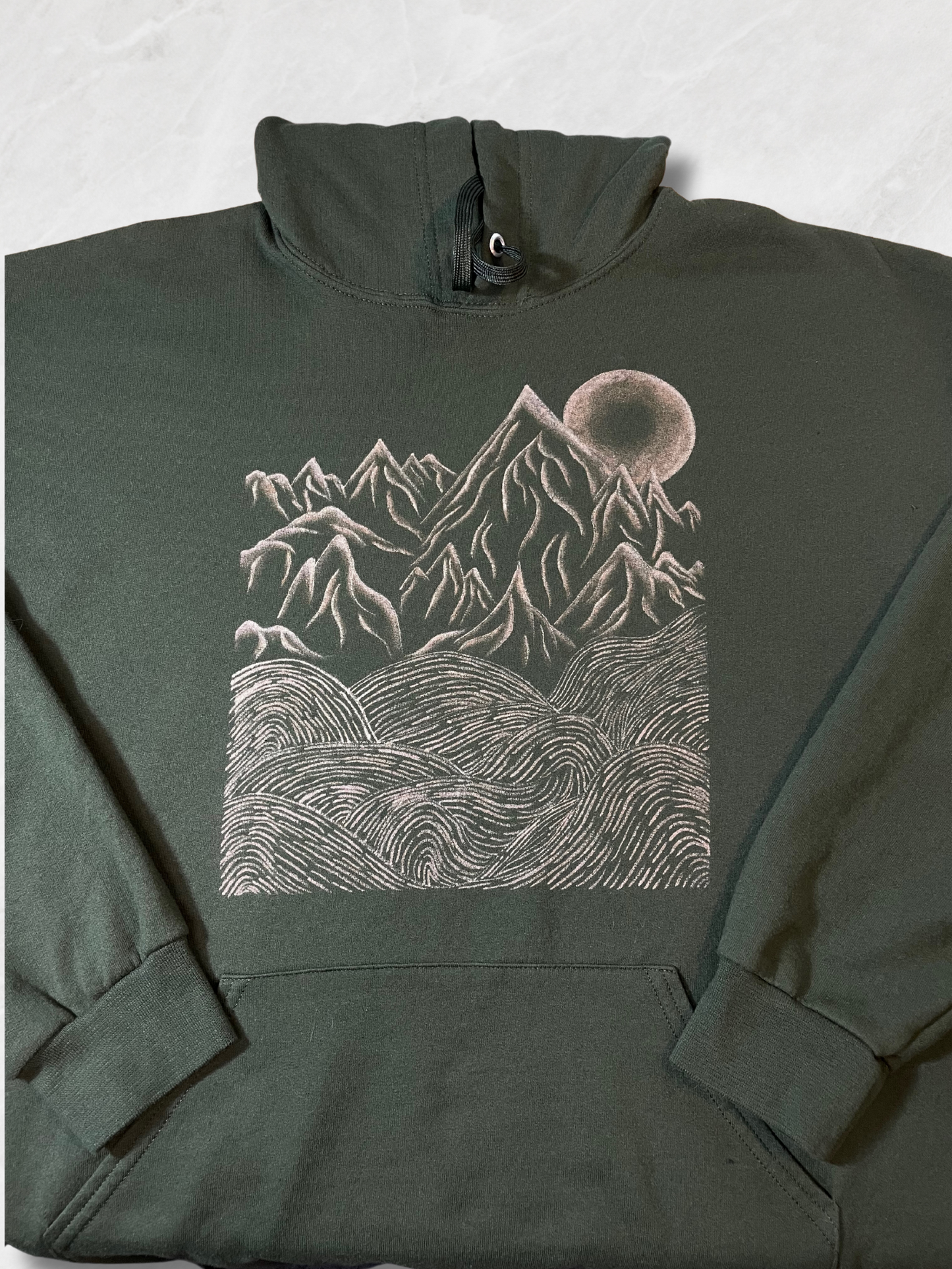 Green Rolling Hills and Mountain Scene Sweatshirt