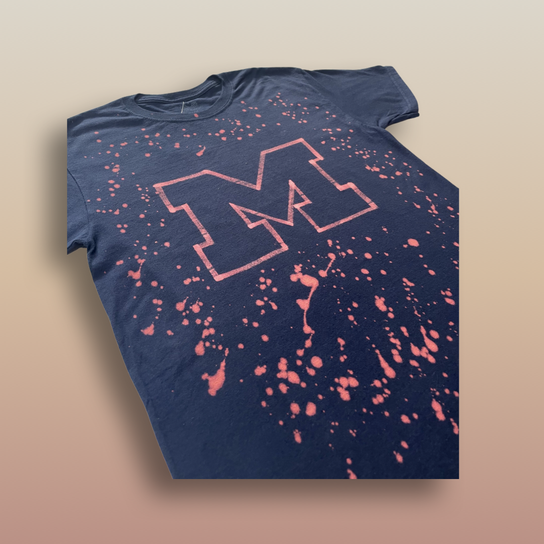 University of Michigan Unique College Gear Bleach Splatter T-Shirt